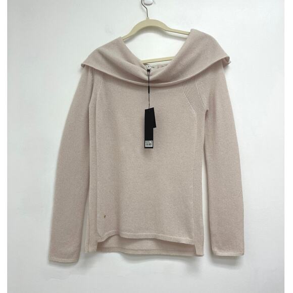 NWT Halston Heritage 100% Cashmere Cowl Neck Luxury Soft Neutral Sweater Medium - Picture 1 of 10